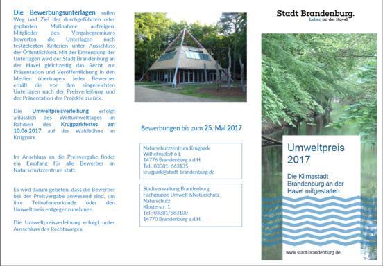 „Die Klimastadt Brandenburg an der Havel mitgestalten“ - Umweltpreis 2017