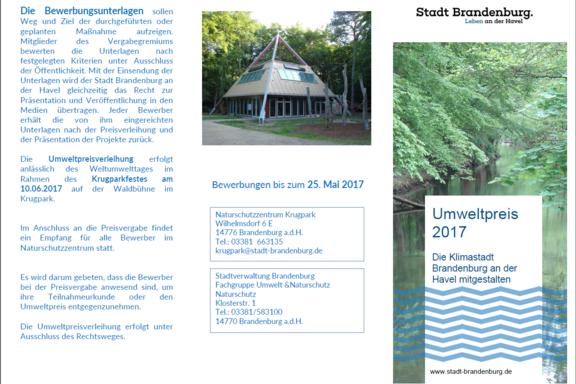 „Die Klimastadt Brandenburg an der Havel mitgestalten“ - Umweltpreis 2017