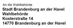 Ein "l" fehlt bei der Sendeanschrift der Wahlbehörde auf dem Wahlscheinantrag.
