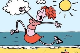 Comic-Bild – lustige Person am Strand