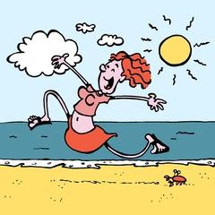 Comic-Bild – lustige Person am Strand