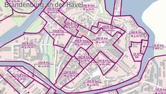 Landkartenausschnitt aus dem Bereich der Brandenburger Neustadt