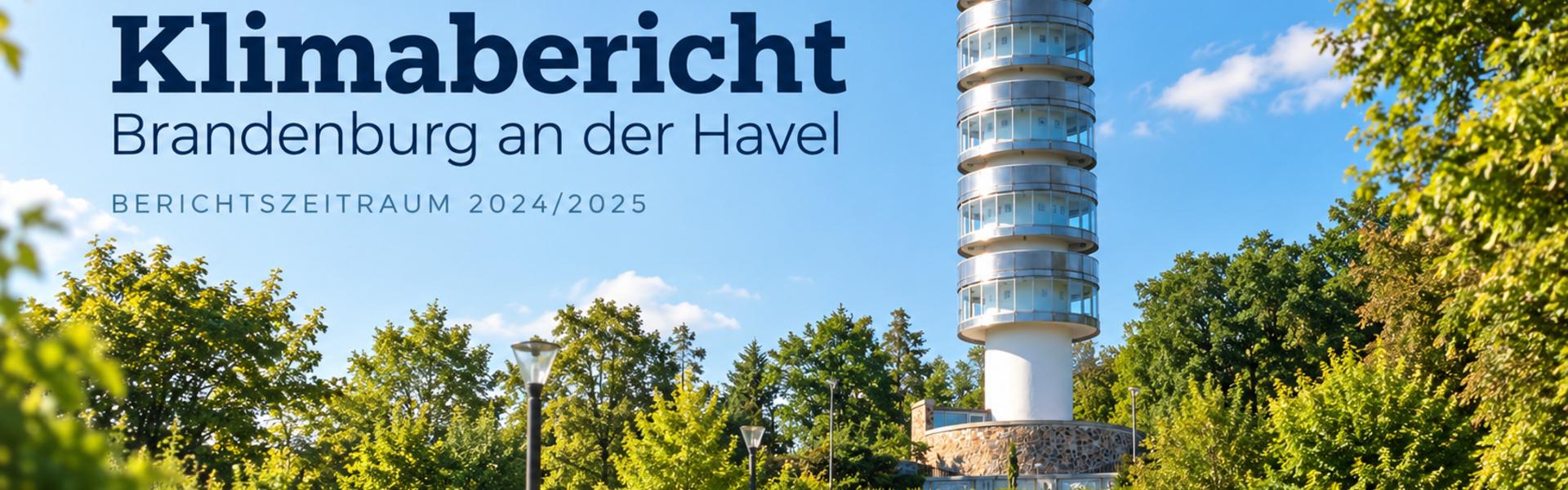 Klimabericht mit Hintergrundbild Friedenswarte und Marienberg.