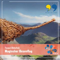 Ein Besen fliegt im Himmel.