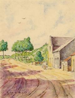 Von der Spitze des Hasselberges bis vor den Gasthof in Butzow reichte die Ausdehnung des germanischen Gräberfeldes: direkt vor dem Haus wurden ebenfalls Urnen entdeckt. Die Landschaftszeichnungen stammen fast alle von Herta Bielefeld, die der Funde von ihrer Schwester Lucie (Quelle: Stadtmuseum Brandenburg an der Havel)