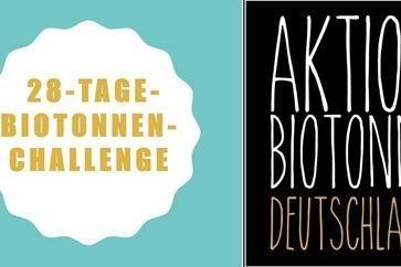 Grafik mit der Aufschrift "28-Tage-Biotonnen-Challenge" und "Aktion Biotonne Deutschland"