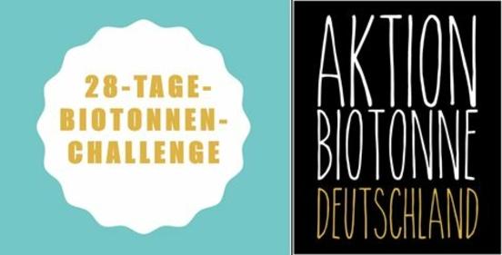 Grafik mit der Aufschrift "28-Tage-Biotonnen-Challenge" und "Aktion Biotonne Deutschland"