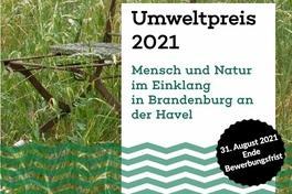 Poster des Umweltpreises 2021: Mensch und Natur im Einklang in Brandenburg an der Havel