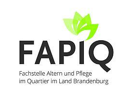 Es ist das Logo der Fachstelle Altern und Pflege im Quartier im Land Brandenburg abgebildet.