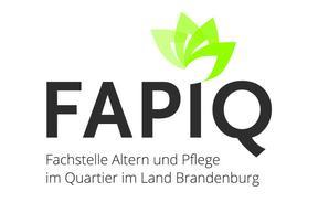 Es ist das Logo der Fachstelle Altern und Pflege im Quartier im Land Brandenburg abgebildet.