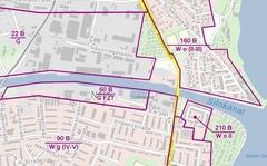 Auszug aus der digitalen Bodenrichtwertkarte. Hier der Bereich Nord-Silokanal zum Stichtag 01.01.2022.