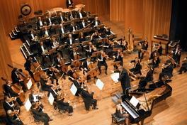 Aufnahme der Orchester-Musiker/innen von oben