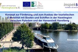 Plakat zum Konzept zur Förderung und zum Ausbau der touristischen E-Mobilität mit Booten und Schiffen