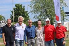Die Cheforganisatoren von LSB und Stadtsportbund mit der Sportvbeigeordneten Alexandra Adel