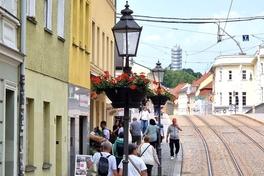 So wie in der Hauptstraße gibt es stadtweit einige kleine durch Spenden finanzierte Blütenträume.