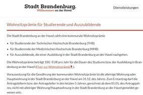 Die Wohnsitzprämie kann neuerdings online beantragt werden.