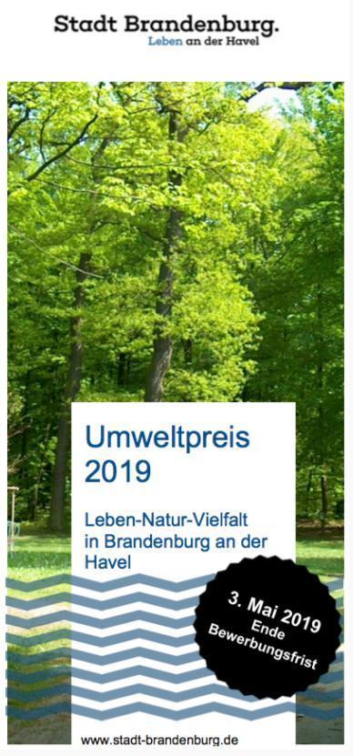 „Leben-Natur-Vielfalt in Brandenburg an der Havel“ - Umweltpreis 2019