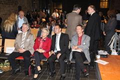 Oberbürgermeisterin Dr. Dietlind Tiemann mit Infrastrukturminister Jörg Vogelsänger und Prof. Dr. Franz Schopper, Direktor des Brandenburgischen Landesamtes für Denkmalpflege und Archäologisches Landesmuseum (links) sowie Landeskonservator Dr. Thomas Drachenberg, während der Jahrestagung