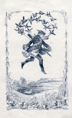 Theodor Hosemann, Illustration zu "Münchhausen", Federzeichnung, 1839