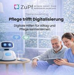 Flyer mit einer Einladung zum Thema Pflege trifft Digitalisierung