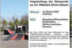 Planungsentwurf zur Umgestaltung und Erweiterung des Skateparks in Hohenstücken wird vorgestellt