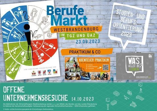 Plakat für den Berufemarkt Westbrandenburg und die Offenen Unternehmensbesuche