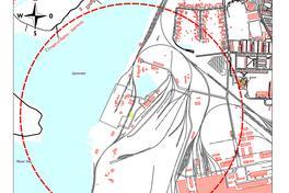 Kartenausschnitt mit roter Kennzeichnung der Sperrzone