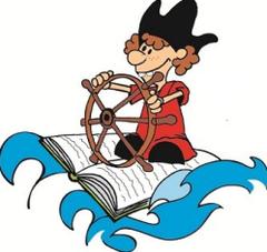 Kolumbus sitzt auf einem Buch