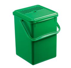 Grüner Bioeimer mit Henkel und geschlossenem Deckel