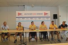 Die Pressekonferenz zu den Paralympics fand im "Propeller" auf der Regattastrecke statt