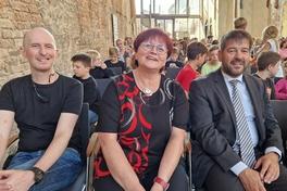 Buchautor Andreas Völlinger, Fouqué-Bibliothek-Direktorin Cornelia Stabrodt und Oberbrügermeister Steffen Scheller zählten zu den Gästen und Mitgestal