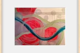 rote Kreise mit Geländer und Bändern