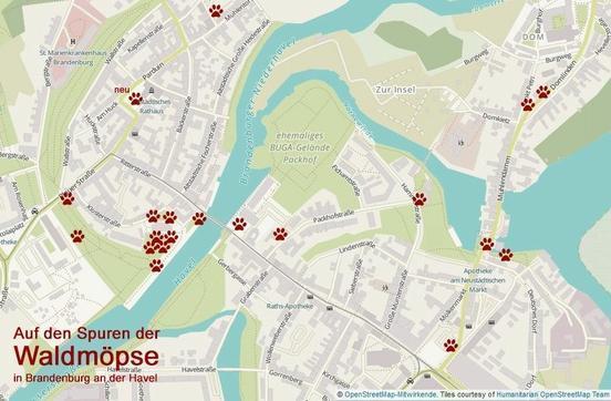 Karte aller Waldmops-Standorte in der Stadt