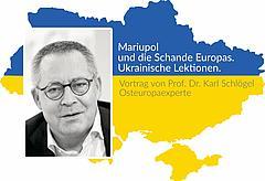 Landumrisse der Ukraine und Foto von Prof. Dr. Karl Schlögel