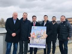 Kampagnen-Start 2019 mit (v.l.n.r.) Detlev Voigt (VfL), Frank Robby Wallis (Brandenburger Bank), Oberbürgermeister Steffen Scheller, Matthias Kremser (AOK Potsdam-Mittelmark), Christian Sommerlatte (Klinikum Brandenburg) und Christian Jost (SCC Events)