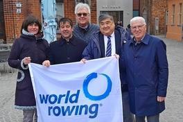 LRV-Präsidentin Ulrike Hartmann, OB Steffen Scheller, OK-Präsident Volker Garmatter, Masters Commission Chair Ron Chen und SVV-Vorsitzender Walter Paa