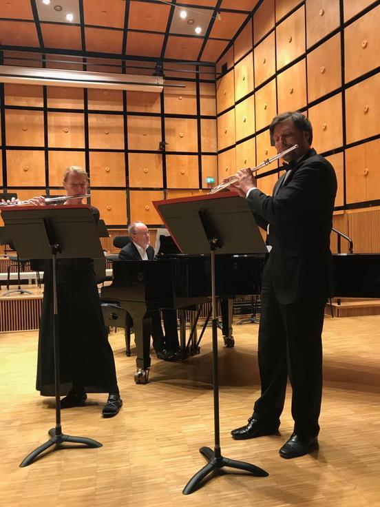 Jubiläumskonzert im SWR-Studio, Flötentrio v.l.n.r.: Ute Wolff, Bernd Heese, Gerrit Fröhlich