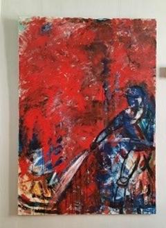 „Im Feuer“ sieht Allan Paul eine Möglichkeit, sich mit Erlebnissen aus der Kindheit auseinanderzusetzen, der stilisierte Feuerwehrmann steht für das erwachsene Ich, das sich selber retten kann (Foto: Stadtmuseum Brandenburg an der Havel).