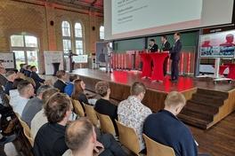 Gesprächsrunde mit Oberbürgermeister Steffen Scheller, Rathenows Bürgermeister Jörg Zietemann und  THB-Präsident Prof. Dr. Andreas Wilms.