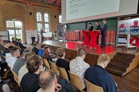 Gesprächsrunde mit Oberbürgermeister Steffen Scheller, Rathenows Bürgermeister Jörg Zietemann und  THB-Präsident Prof. Dr. Andreas Wilms.