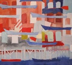 Jutta Pelz, Kahnpartie 2, Tempera auf Leinwand, 2000. Privatbesitz