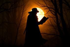 Dunkle Gestalt im Mondlicht
