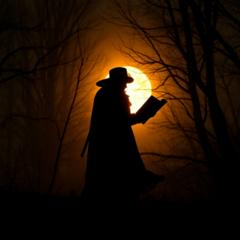 Dunkle Gestalt im Mondlicht