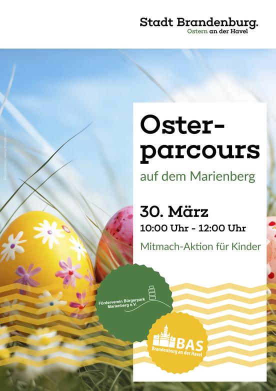 Plakat zum Osterparcours mit Ostereiern