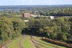 Luftbild mit Blick auf Gleisbaumechanik und Voestalpine.