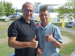 Daumen hoch: EDBF-Präsident Claudio Schermi (links) und Regattastrecken-Chef Uwe Philipp freuen sich auf die EM.