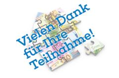 Haus aus Puzzleteilen mit Schrift "Vielen dank für Ihre Teilnahme!"