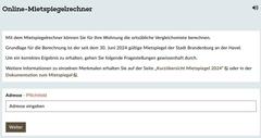 So sieht der Online-Mietspiegelrechner aus