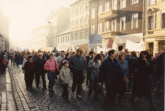 Die Demonstration in der Steinstraße auf dem Weg zum Neustädtischen Markt (Foto: privat)