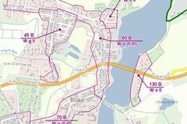 Grafik einer Karte von Plaue in der die Bodenrichtwerte angegeben sind